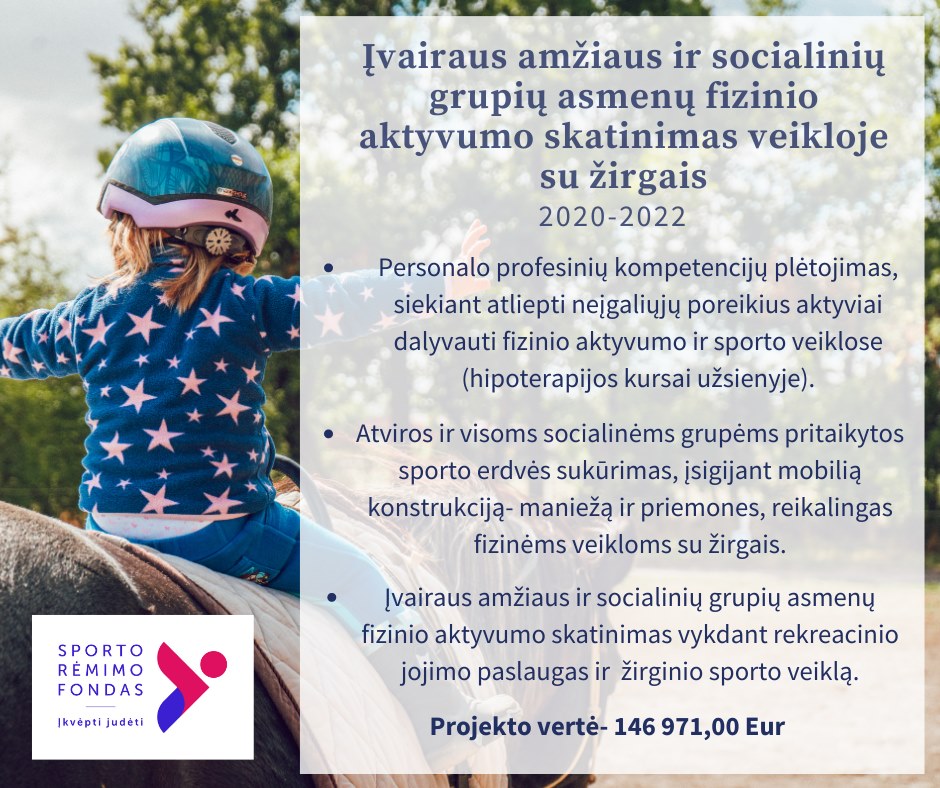ĮVAIRAUS AMŽIAUS IR SOCIALINIŲ GRUPIŲ ASMENŲ FIZINIO AKTYVUMO SKATINIMAS VEIKLOJE SU ŽIRGAIS